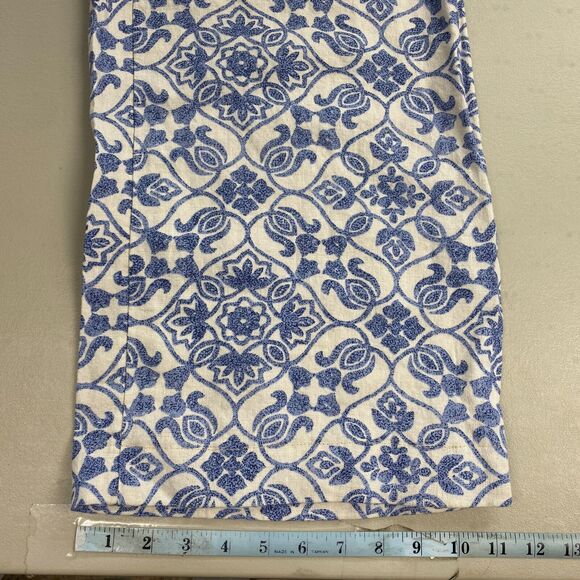 Soft Surroundings 100% Linen Pants Womens Medium Wide Leg Crop Blue Floral 31x26 - Picture 9 of 13